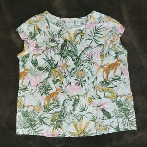 New RACHEL Zoe Womens Tropical Print Tee T Shirt Top Blouse S